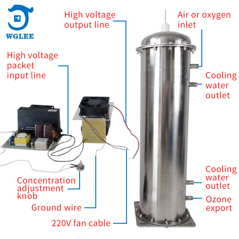 Stainless steel water-cooled 300g/h ozone generator